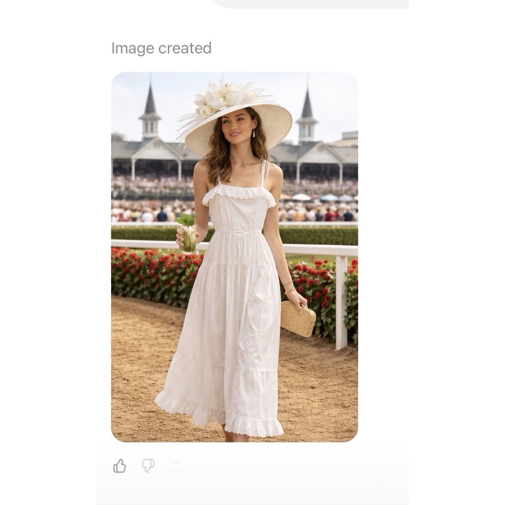 NEW Doen Vita Midi Dress White (powder) XXL Derby Dress Classy Feminine Cotton